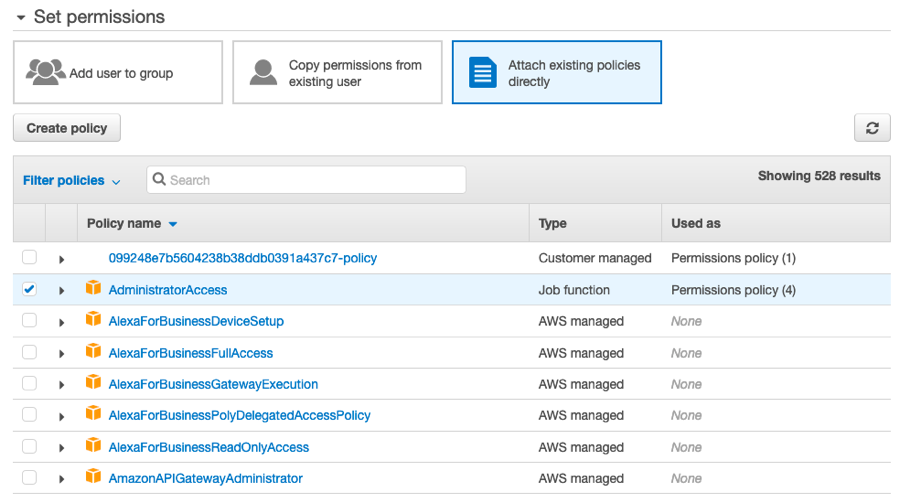 Attach User Policy