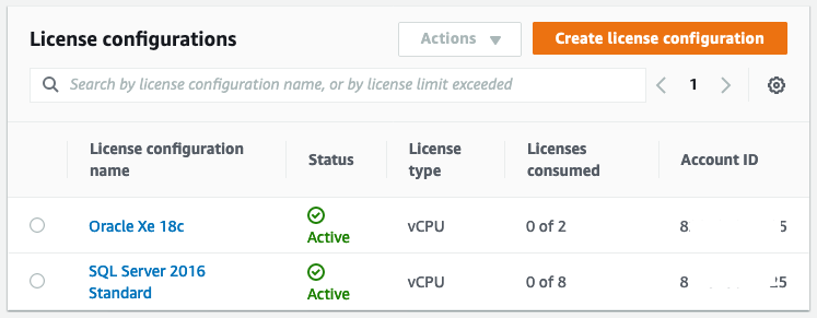 License Configurations